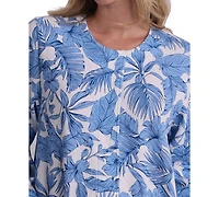 Miss Elaine Women's Long-Sleeve Printed Short Grip Robe