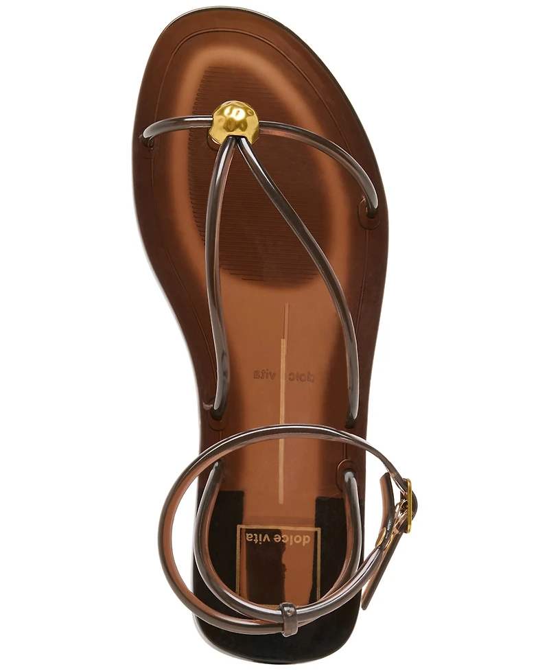 Dolce Vita Women's Kenley Vinyl Strappy Jewelry Stud Flat Sandals