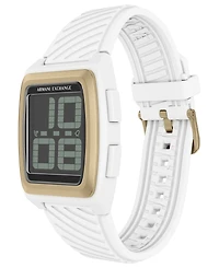 Armani Exchange Men's Lcd White Silicone Watch, 42mm