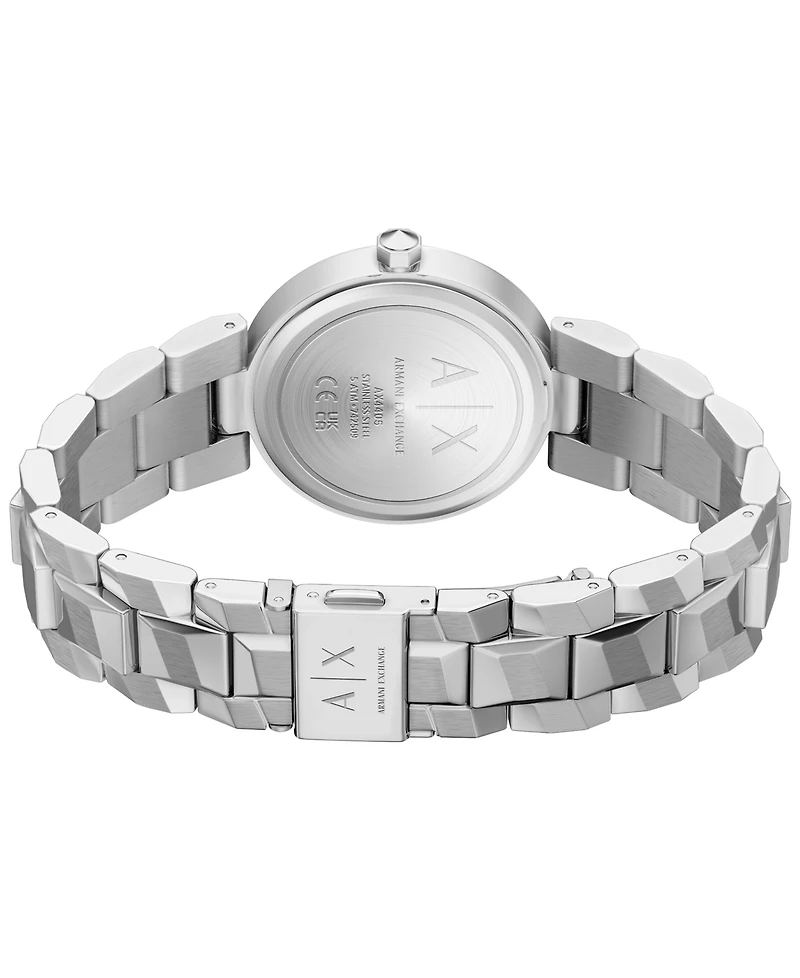 Armani Exchange Women's Quartz Two-Hand Silver Stainless Steel Watch, 34mm