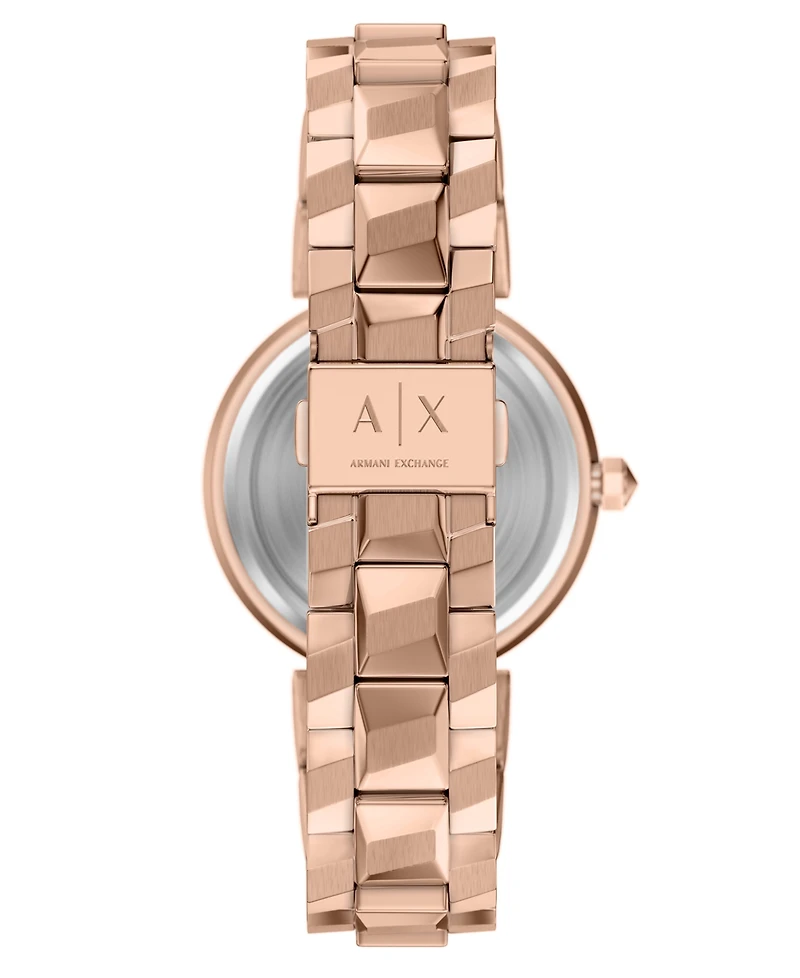 Armani Exchange Women's Quartz Two-Hand Rose Gold Stainless Steel Watch, 34mm