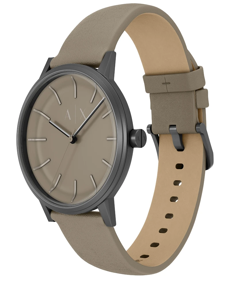 Armani Exchange Men's Quartz Three-Hand Gray Leather Watch, 42mm