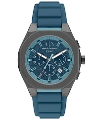 Armani Exchange Men's Sync Quartz Chronograph Blue Silicone Watch, 44mm