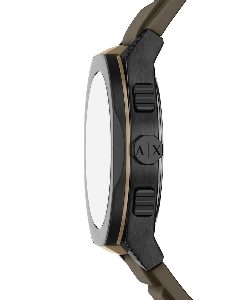 Armani Exchange Men's Sync Quartz Chronograph Brown Silicone Watch, 44mm