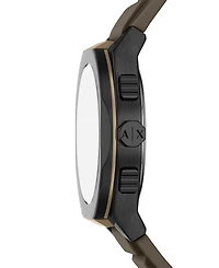 Armani Exchange Men's Sync Quartz Chronograph Brown Silicone Watch, 44mm