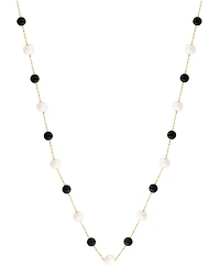 Effy Collection Freshwater Pearl & Onyx Necklace in 14k Yellow Gold