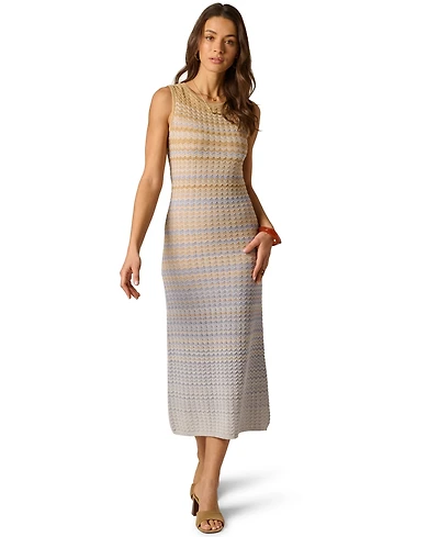 Adrianna Women's Metallic Ombre Sweater Crew Neck Knit Dress