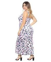 24seven Comfort Apparel Plus Abstract Tank Racerback Maxi Dress