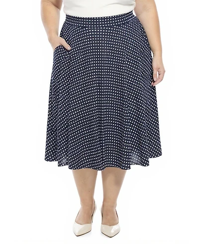 24seven Comfort Apparel Plus Polka Dot Pocket A-Line Skirt