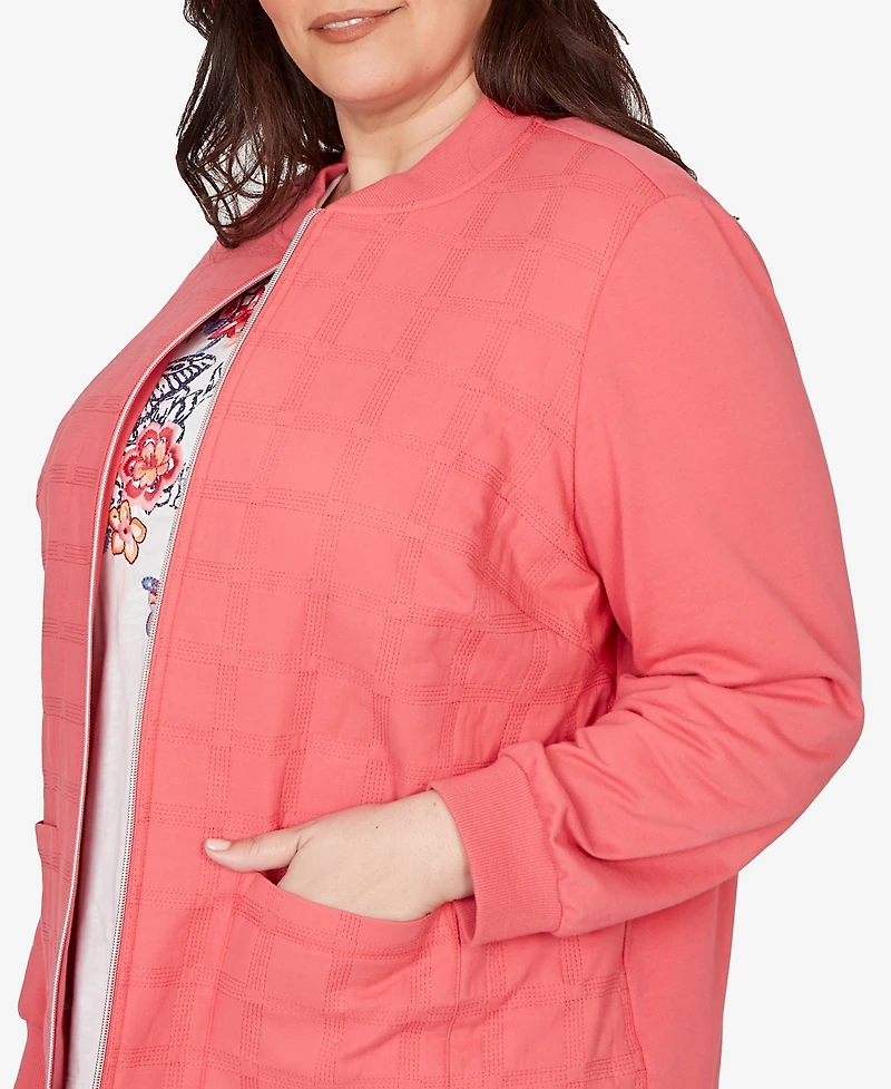 Alfred Dunner Plus Austin Quilted Knit Ribbed Jacket