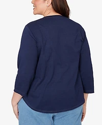 Alfred Dunner Plus Austin Diamond Geometric Heat Set Knit Top