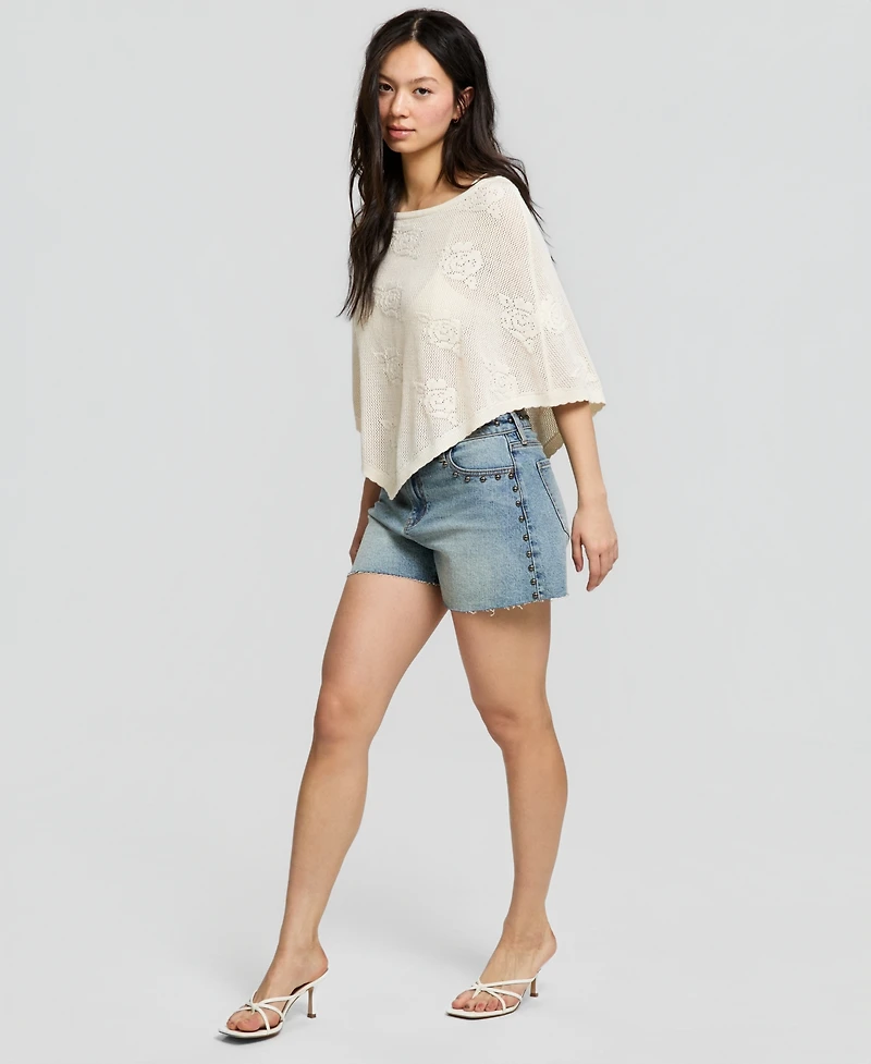 And Now This Women's Pointelle Cropped Sweater Poncho, Macy's Exclusive