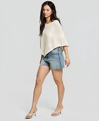 And Now This Women's Pointelle Cropped Sweater Poncho, Macy's Exclusive