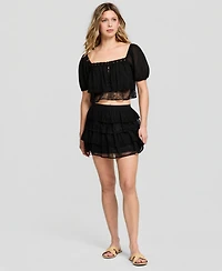 And Now This Women's Chiffon Lace Short-Sleeve Top, Macy's Exclusive