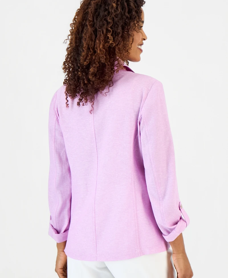 Kasper Women's Open-Front Roll-Tab Jacket