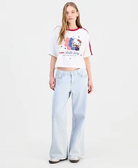 Vanilla Star Juniors' Embroidered Wide-Leg Jeans