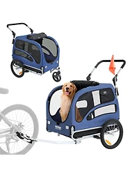 Sugift Dog Bike Trailer 2-in-1 Pet Stroller Carrier 100 Lb Capacity