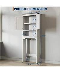 Homfan 66.3" h Bathroom Cabinet with Double Doors and Adjustable Shelves, Small Bathrooms