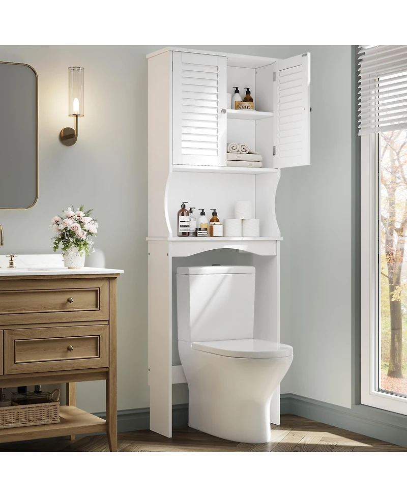 Homfan 66.7" h Bathroom Organizer with Anti-Tip Device, Ventilated Louvered Doors, for Bathroom