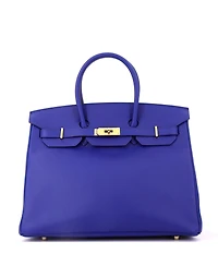Pre-Owned HERMES Birkin 35 Handbag Blue Epsom with Gold Hardware