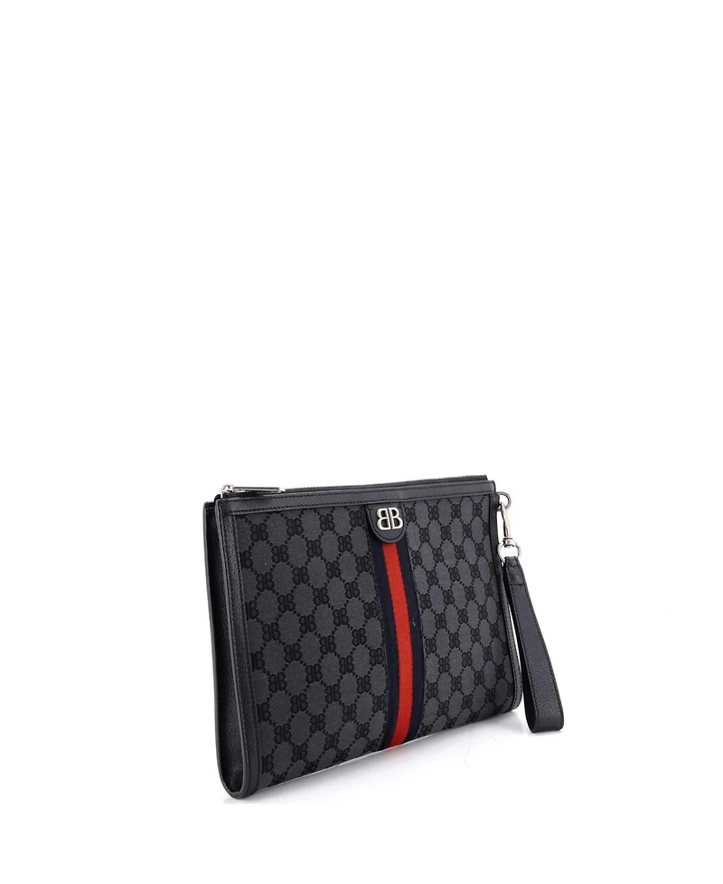 Pre-Owned Balenciaga x Gucci The Hacker Project Web Wristlet Clutch Bb Canvas