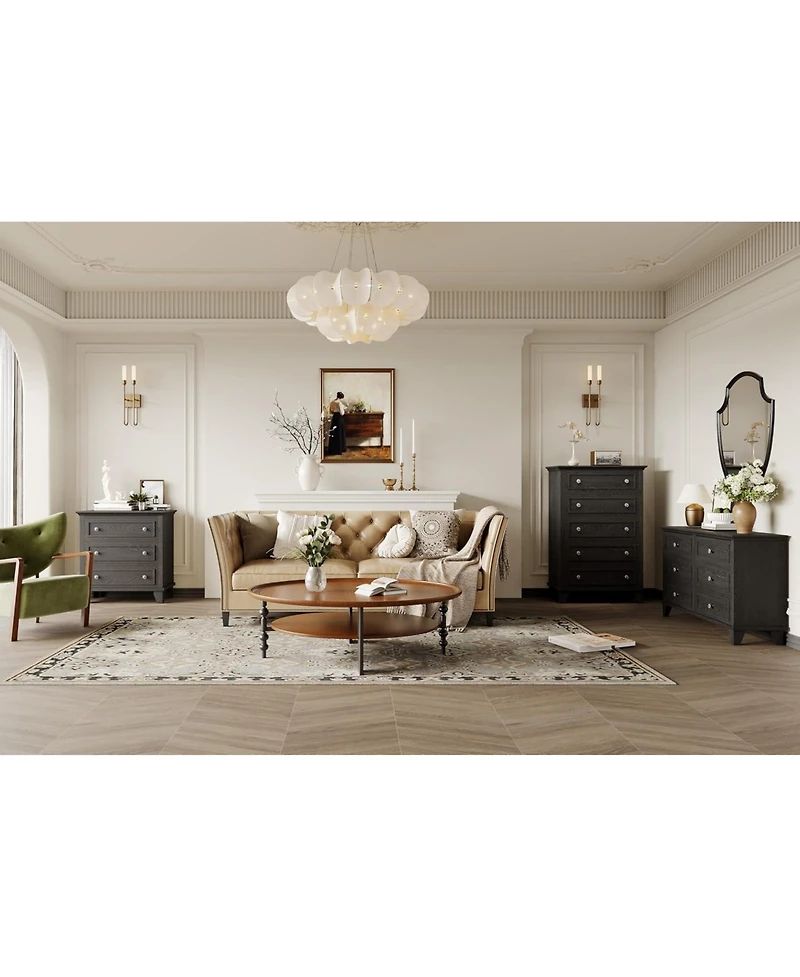 gaomon Dresser for Bedroom, 48" Tall 5-Drawer Chest of Drawers, Vintage Wooden Storage Closet, Living Room, or Hallway
