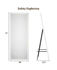 Homfan 71"x 28" Full Body Mirror with Led Light, Floor Mirror, dimming 3 Colors Lighting Bedroom Bathroom