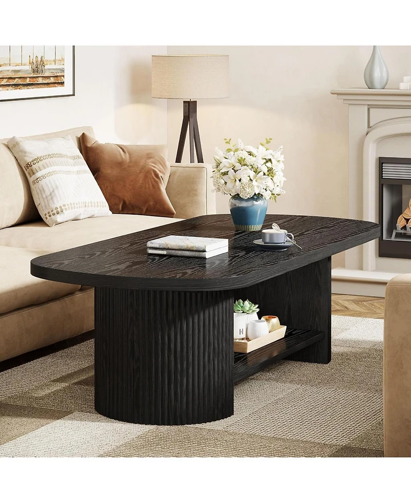Tribesigns Oval Coffee Table, 45.27" Mid-Century Accent Table