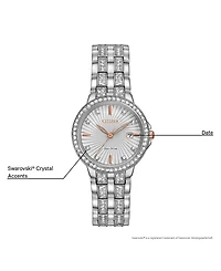 Citizen Women's Eco-Drive Crystal Accent Stainless Steel Bracelet Watch 28mm EW2340-58A
