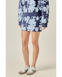 English Factory Women's Fuzzy Flower Mini Skirt