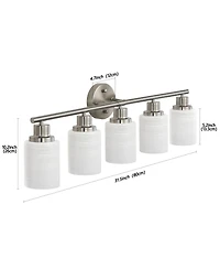Busdays 31" Modern 5-Light Vanity Wall Sconce, Brushed Nickel Finish with Frosted Glass Shades for Bathroom or Hallway Lighting (No Bulbs