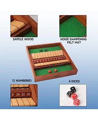 Gse Games & Sports Expert 2-Player Wooden Shut The Box 12 Numbers Dice Game Board with Red/Black Dices, Popular English Game