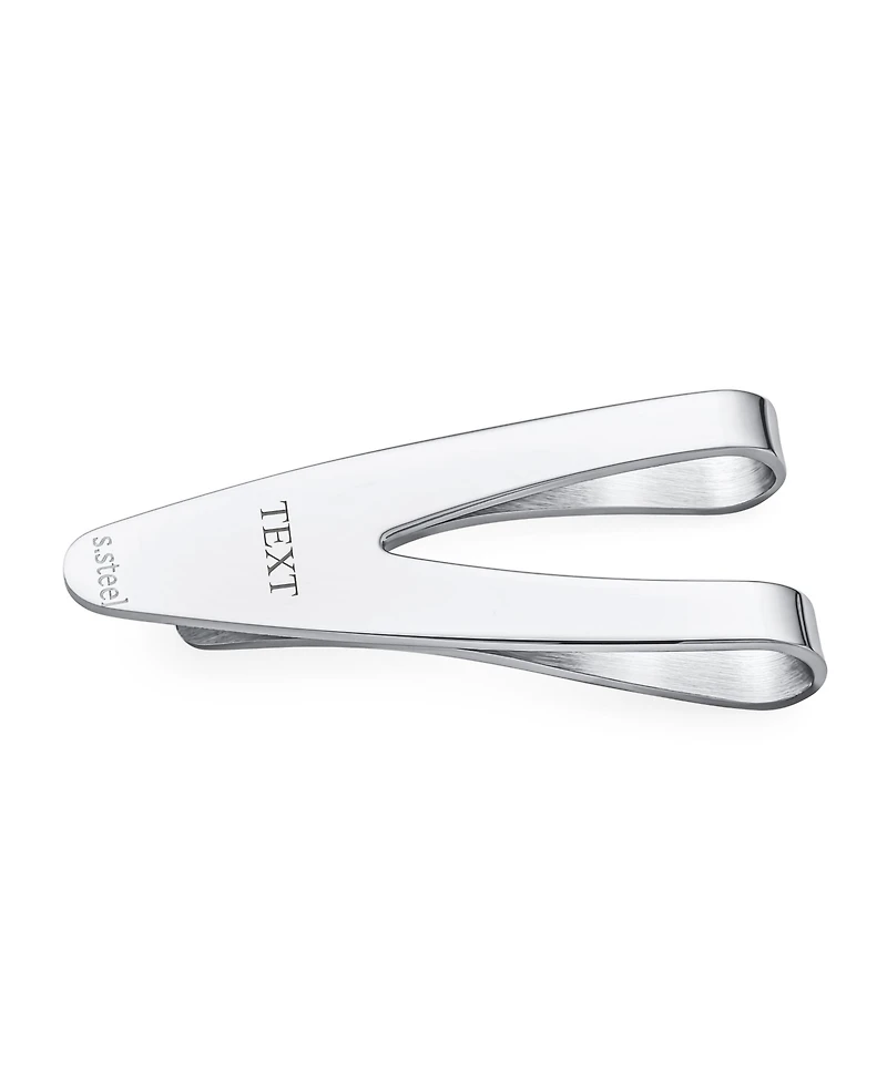 Bling Jewelry Set of 2 Silver Black V-Shaped Money Clip Card Holder Brushed Stainless Steel