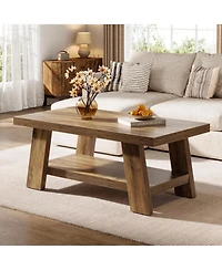 Tribesigns 2-Tier Coffee Table with Storage Shelves, 47.24"