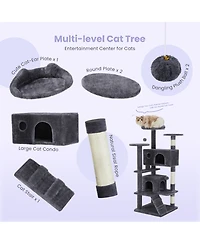 Zeus & Ruta 62" Grey Large Cat Tree Tower: Multi-Level, Scratching Post, Jumping Platform Space
