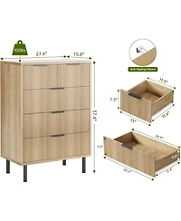 Gaomon Wave Fluted 5-Drawer Tall Wood Dresser with Wide Storage, Deep Drawers & Organizer Design for Bedroom or Nursery