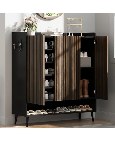 Gaomon Shoe Cabinet, Large Cabinet with 3 Doors, Adjustable Shelves, Organizer Doors for Hallway, Entryway, Living