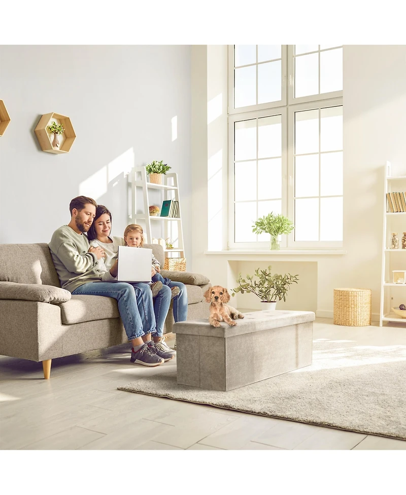 Sorbus 44 Inch Faux Suede Storage Bench