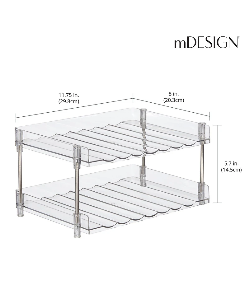 mDesign Free-Stand Stackable 2-Tier Water Bottle Holder, 2 Pack, Clear/Polished