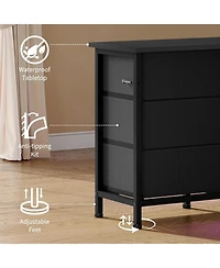 gaomon Long Dresser for Bedroom with 10 Fabric Drawers, Entertainment Center Tv Stand 65"-75"