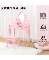 gaomon Kids Vanity Set with Mirror and Stool