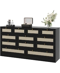 gaomon 12 Drawer Wood Dressers for Bedroom, Wooden Adult Modern Tv Stand Dresser 65 inch Tv, 61'' Wide Chest of Drawers
