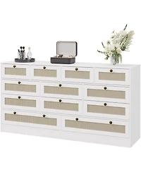 gaomon 12 Drawer Wood Dressers for Bedroom, Wooden Adult Modern Tv Stand Dresser 65 inch Tv, 61'' Wide Chest of Drawers