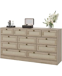 gaomon 12 Drawer Wood Dressers for Bedroom, Wooden Adult Modern Tv Stand Dresser 65 inch Tv, 61'' Wide Chest of Drawers