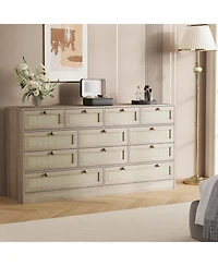gaomon 12 Drawer Wood Dressers for Bedroom, Wooden Adult Modern Tv Stand Dresser 65 inch Tv, 61'' Wide Chest of Drawers