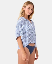 Roxy Women's Hazy Dazy Crop Button-Up Swim Shirts