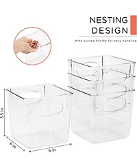 Sorbus 4 Pack Small Clear Storage Bins - for Kitchen, Cabinet Organizer, Pantry & Refrigerator