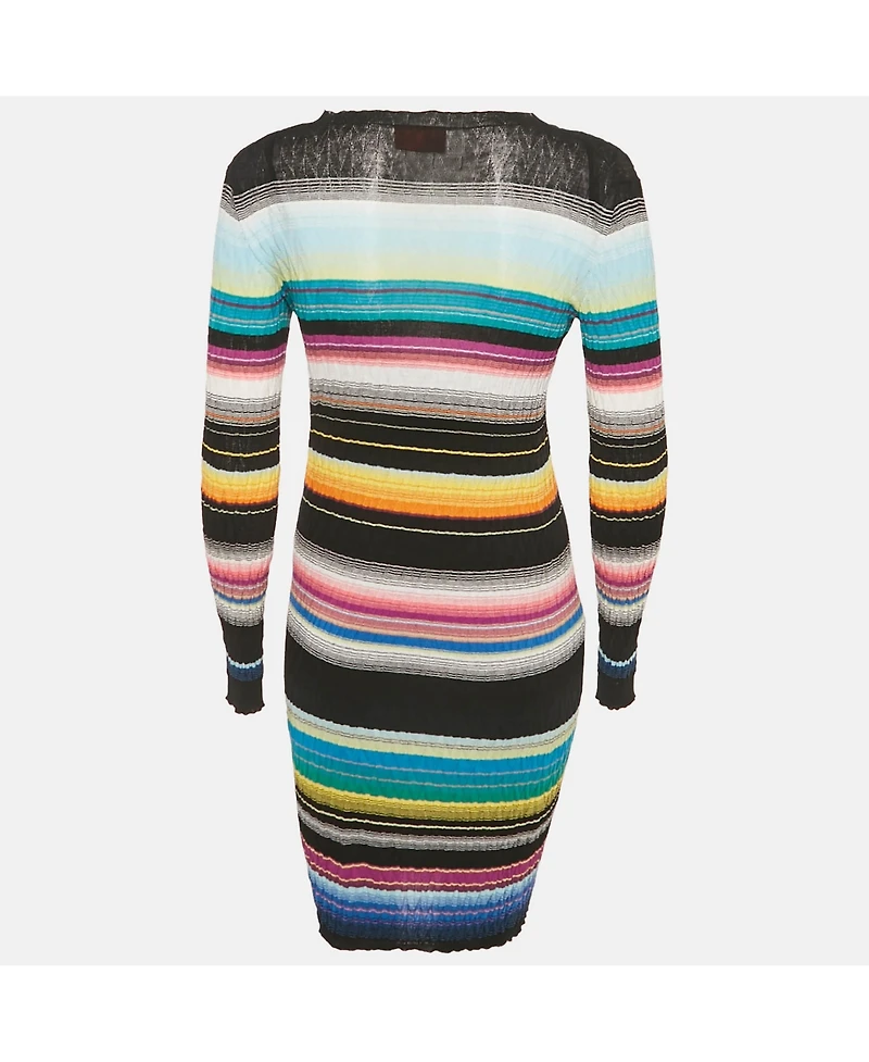Pre-Owned Missoni Women's Black Striped Rib Knit Mini Dress