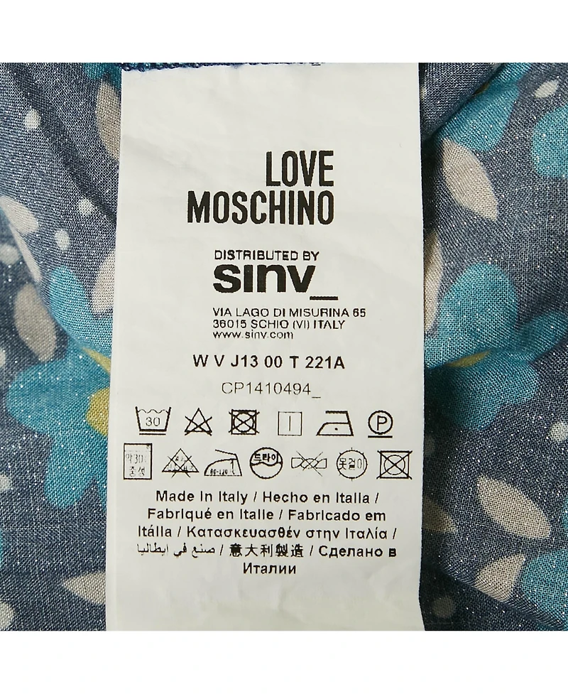 Pre-Owned Love Moschino Women's Blue Floral Print Crepe Pleated Maxi Dress