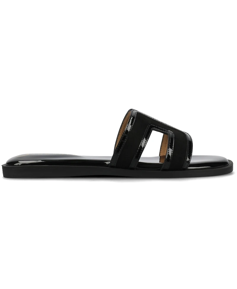 Journee Collection Womens Primah "H" Band Medium and Wide Width Slip On Flat Sandals
